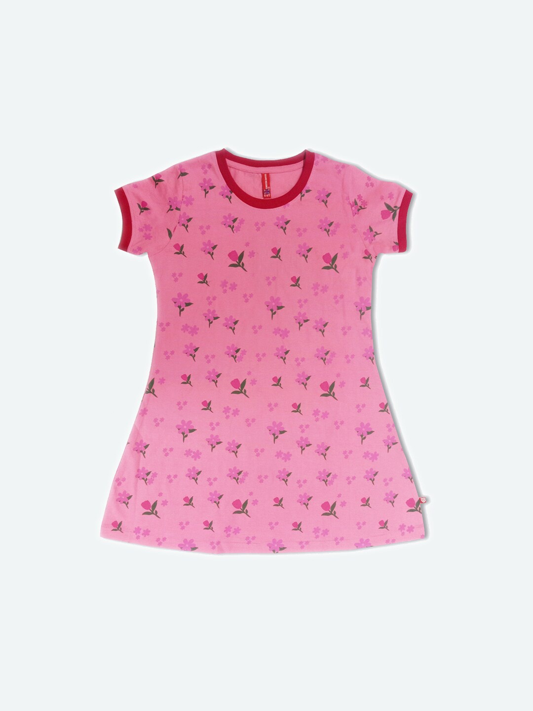 

GAME BEGINS Girls Floral Printed Cotton T-shirt Dress, Pink