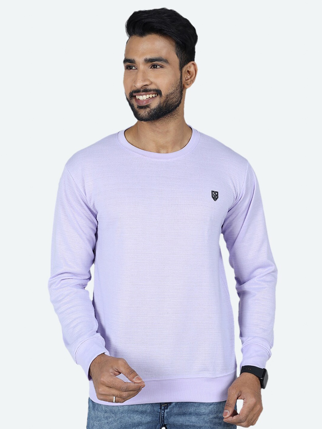 

GAME BEGINS Long Sleeves Pullover Jacquard Sweater, Purple