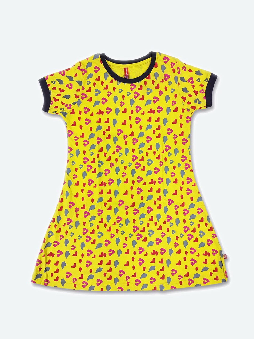 

GAME BEGINS Girls Abstract Printed Cotton A-Line Dress, Yellow