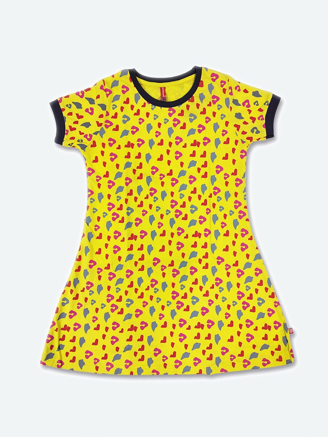 

GAME BEGINS Girls Conversational Printed Cotton T Shirt Dress, Yellow