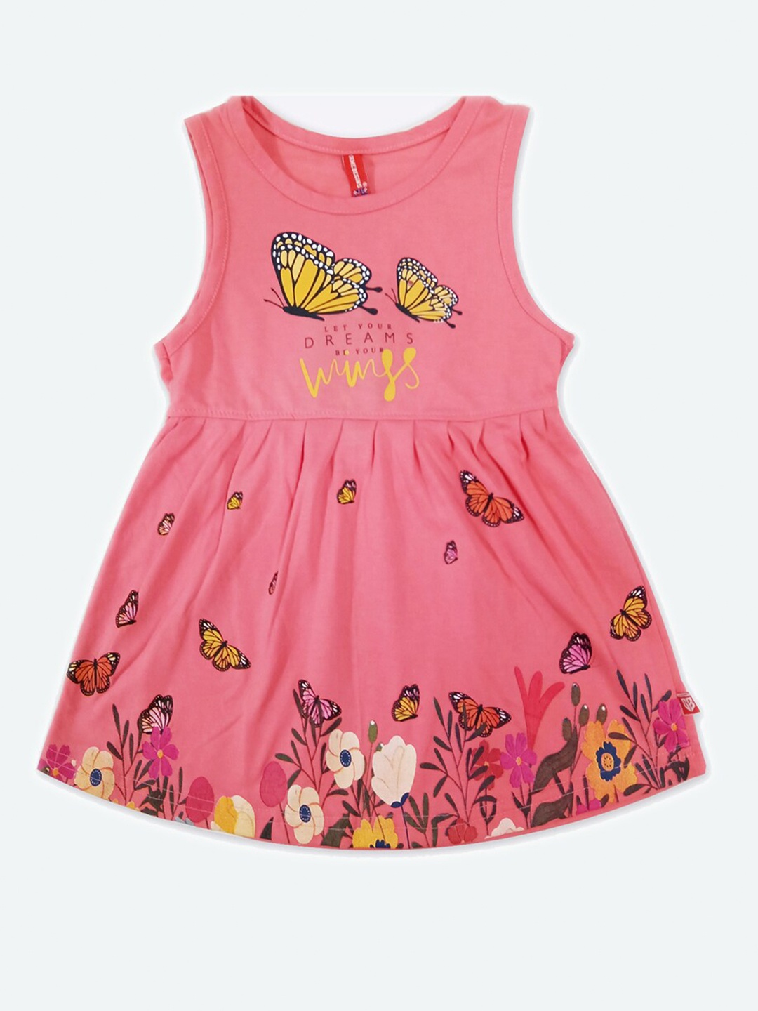 

GAME BEGINS Girls Conversational Printed Cotton A Line Dress, Pink