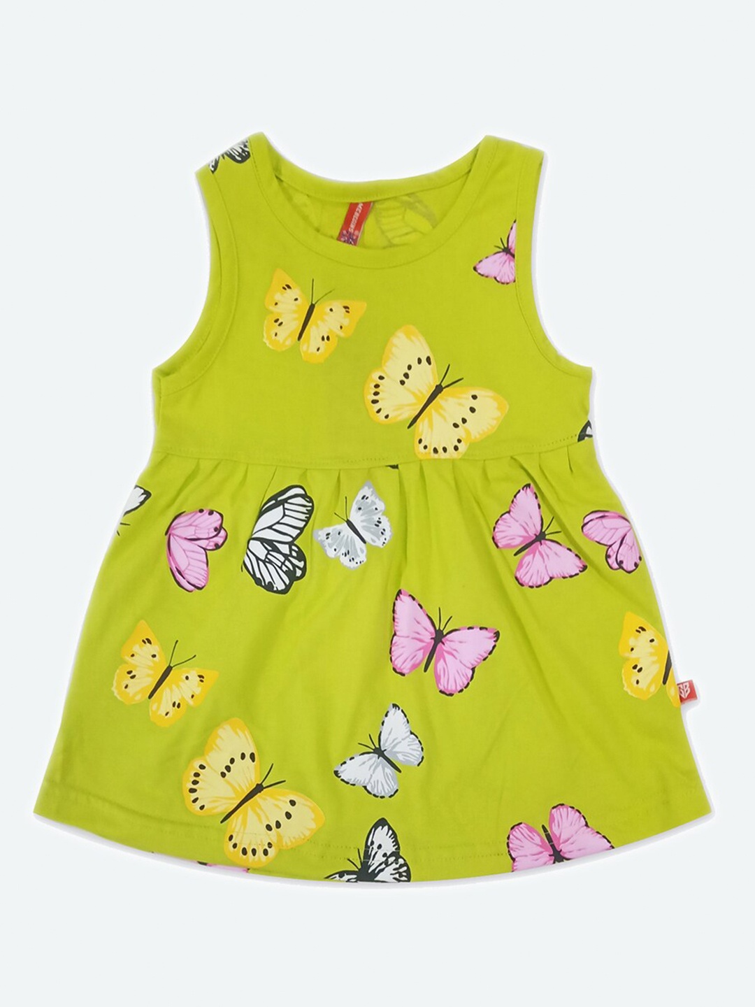 

GAME BEGINS Girls Conversational Printed Cotton Fit and Flare Dress, Green