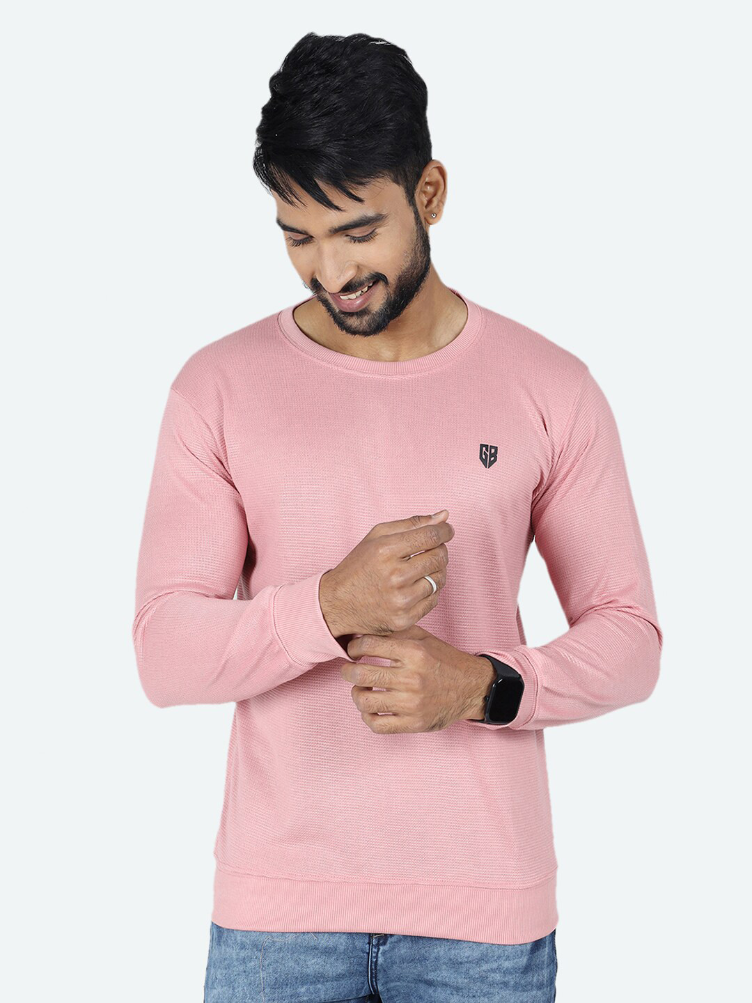 

GAME BEGINS Long Sleeves Pullover Jacquard Sweater, Pink