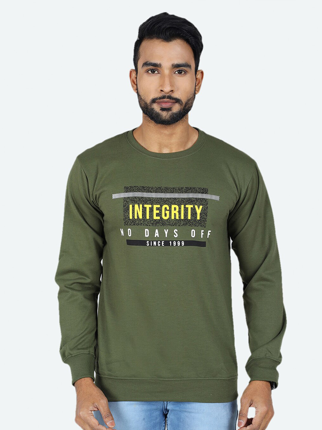 

GAME BEGINS Typography Printed Pullover Sweatshirt, Green