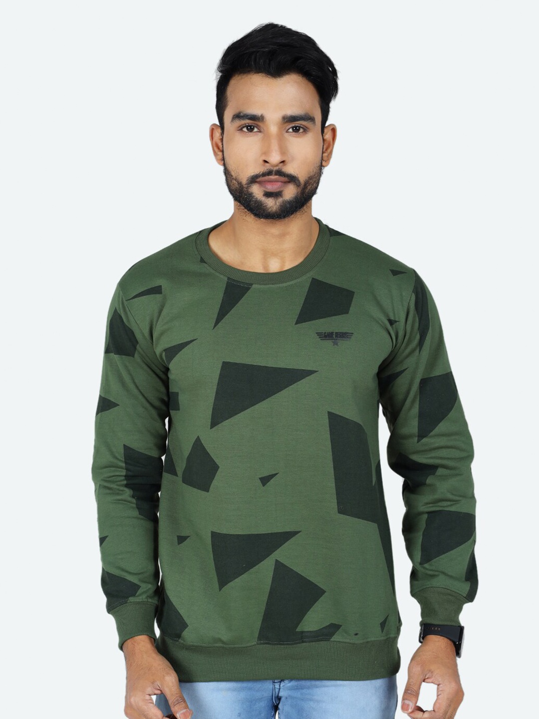 

GAME BEGINS Geometric Printed Pullover Sweatshirt, Blue