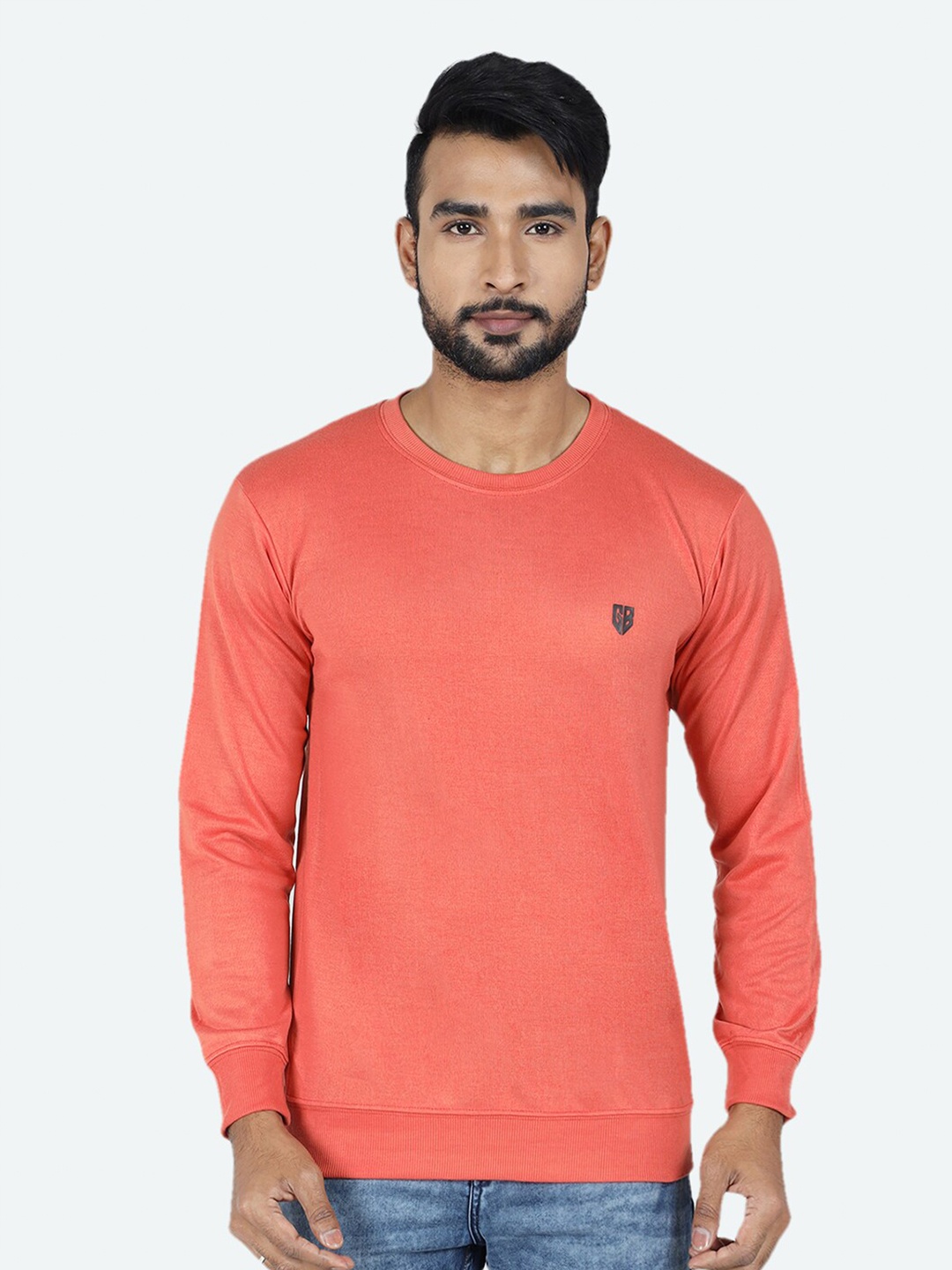 

GAME BEGINS Long Sleeves Pullover Jacquard Sweater, Peach