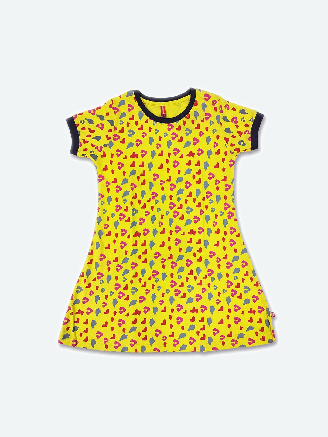 

GAME BEGINS Girls Abstract Printed Cotton T-shirt Dress, Yellow
