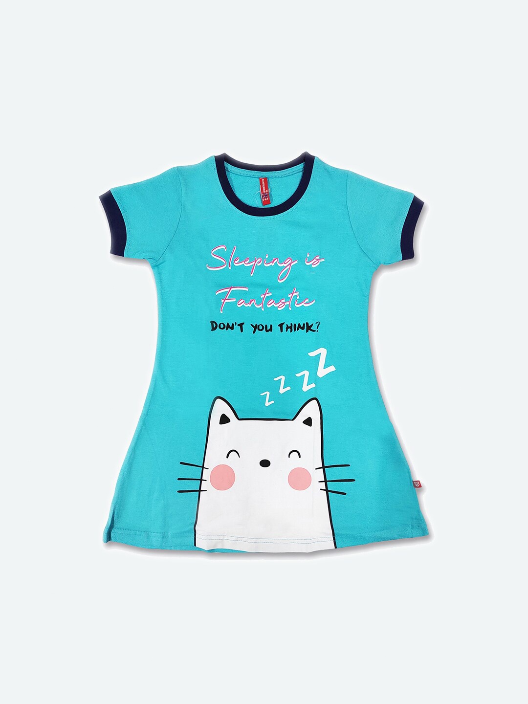 

GAME BEGINS Girls Graphic Printed Cotton T Shirt Dress, Blue