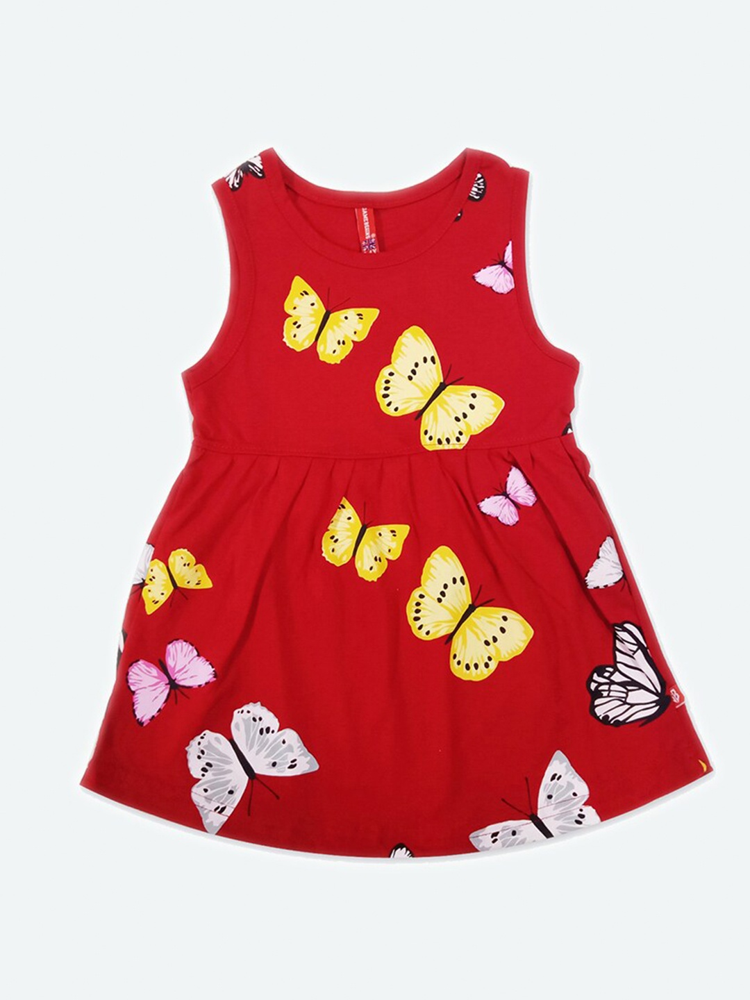 

GAME BEGINS Girls Conversational Printed Cotton Fit and Flare Dress, Red