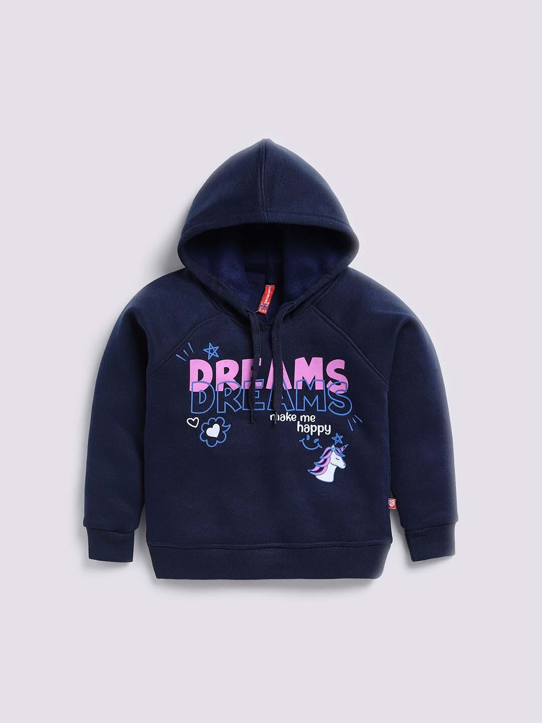 

GAME BEGINS Girls Typography Printed Hooded Fleece Sweatshirt, Blue