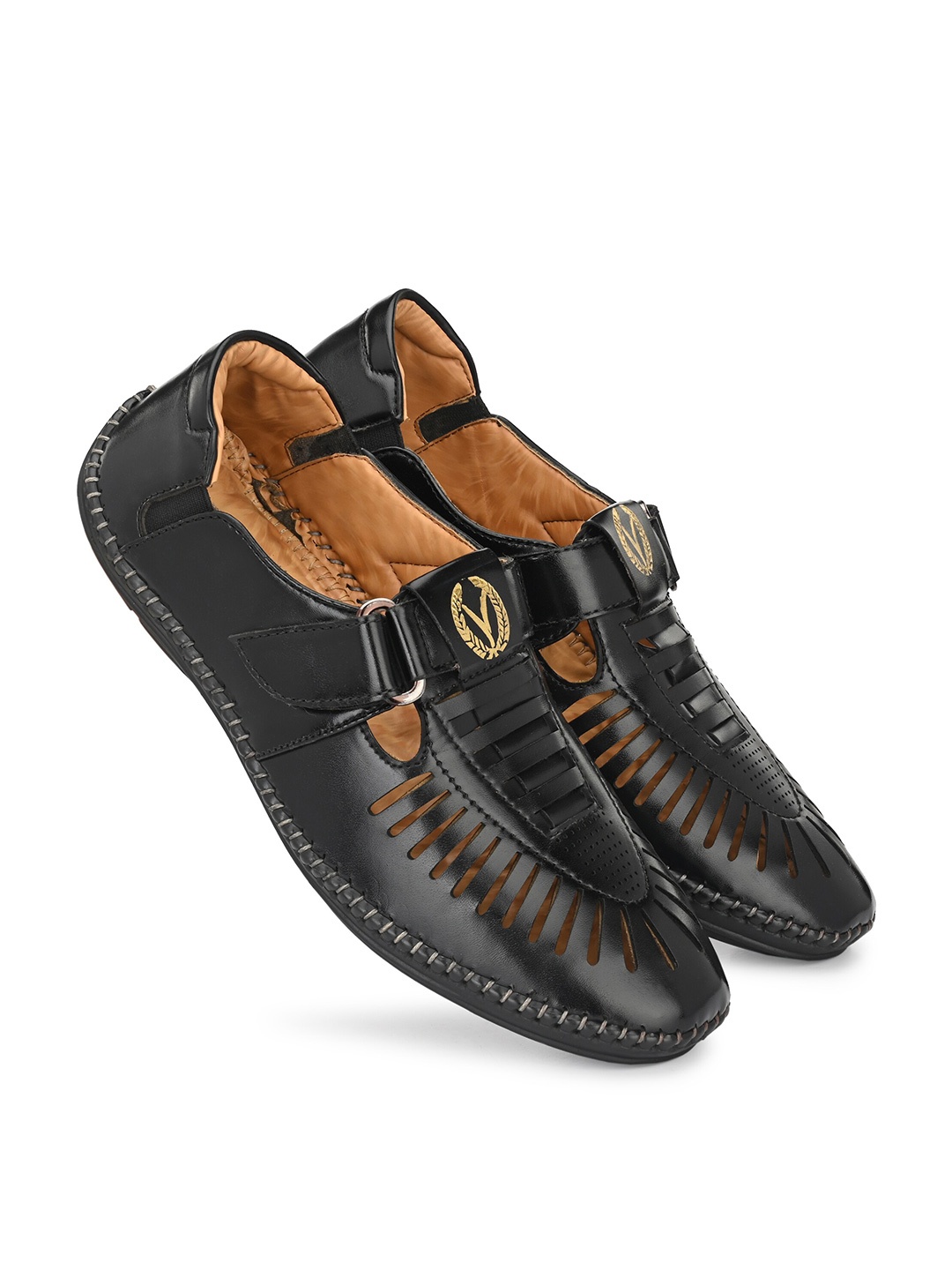 

Vellinto Men JOE Laser Cuts Shoe-Style Sandals, Black