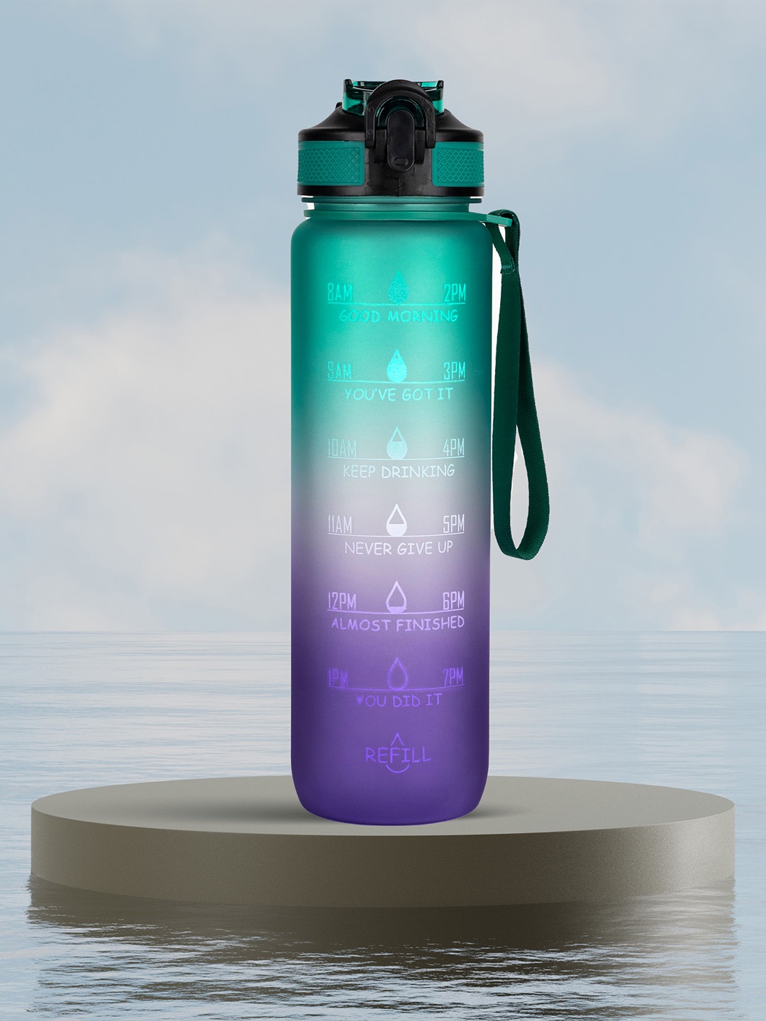 

Solara Motivational Sipper Water Bottle, Purple Mint- 1Liter