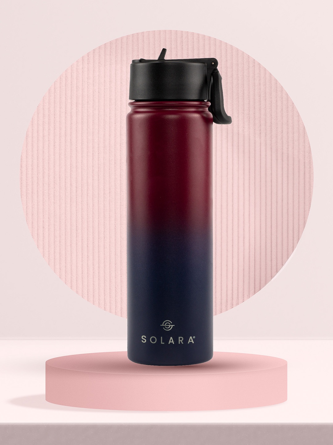 

Solara Stainless Steel Vacuum Insulated Water Bottle, Dark Intentions- 650ML, Red