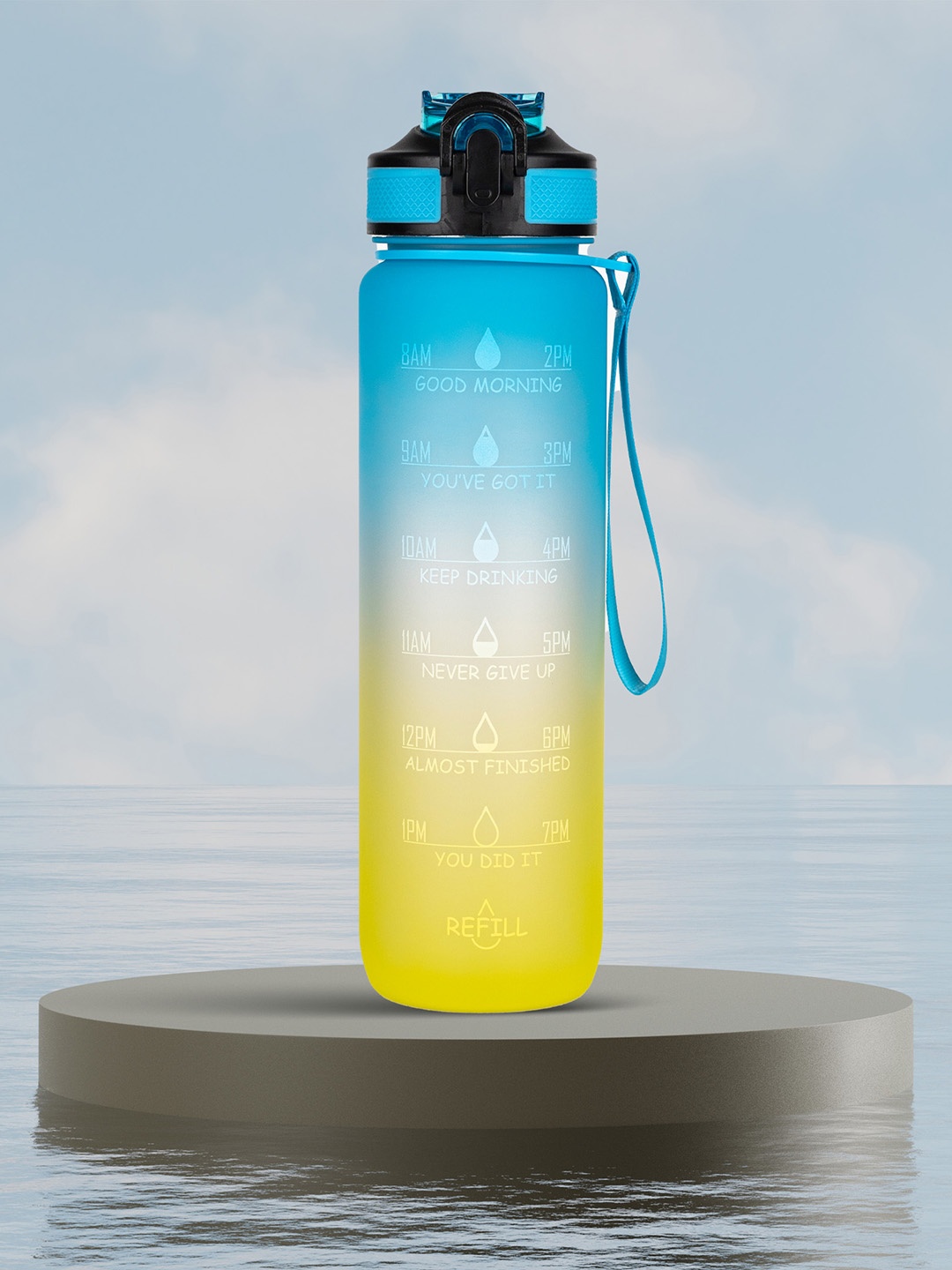 

Solara Motivational Sipper Water Bottle, Yellow Blue- 1Liter