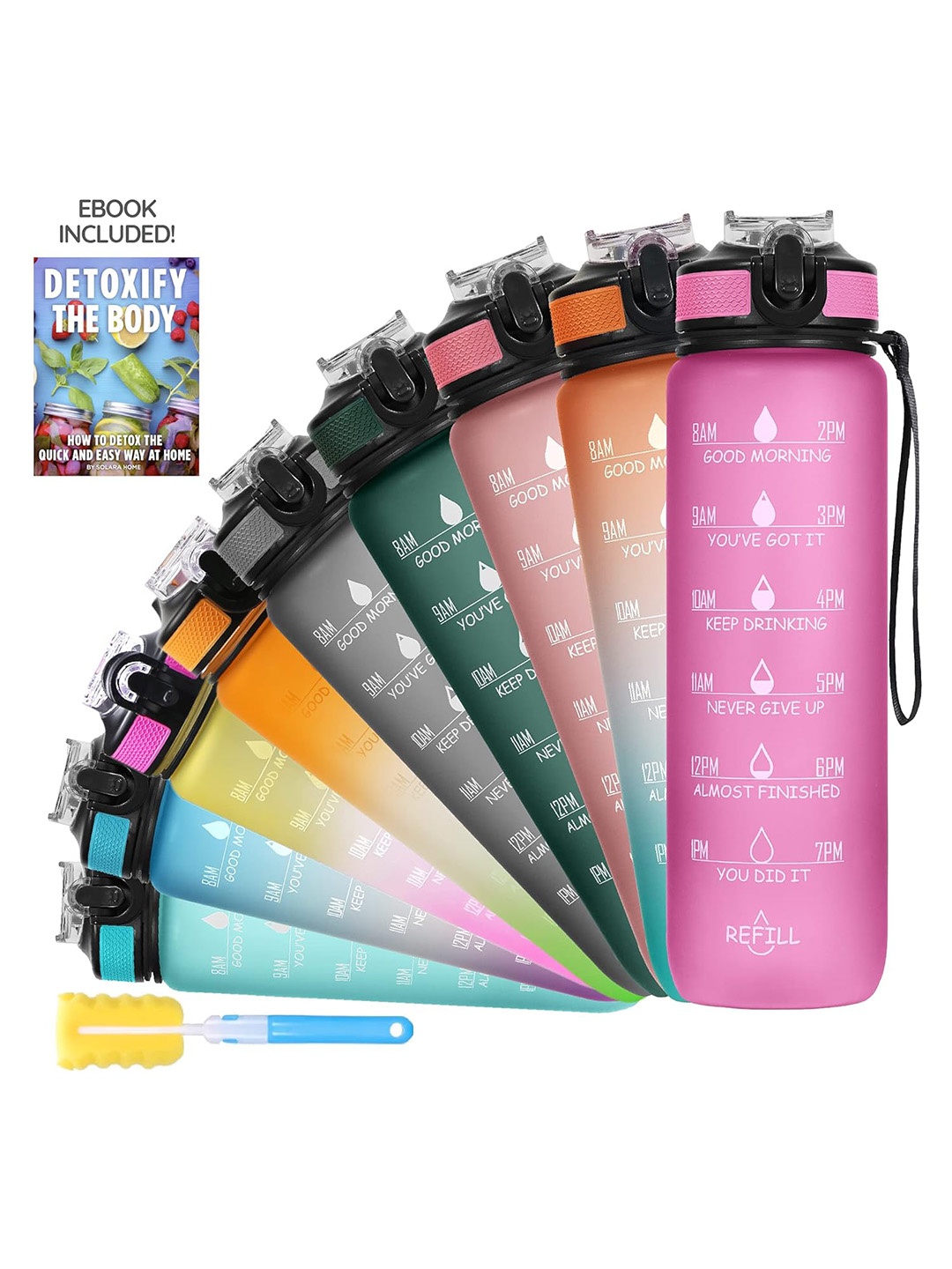 

Solara Motivational Sipper Water Bottle, Passion Pink- 1Liter