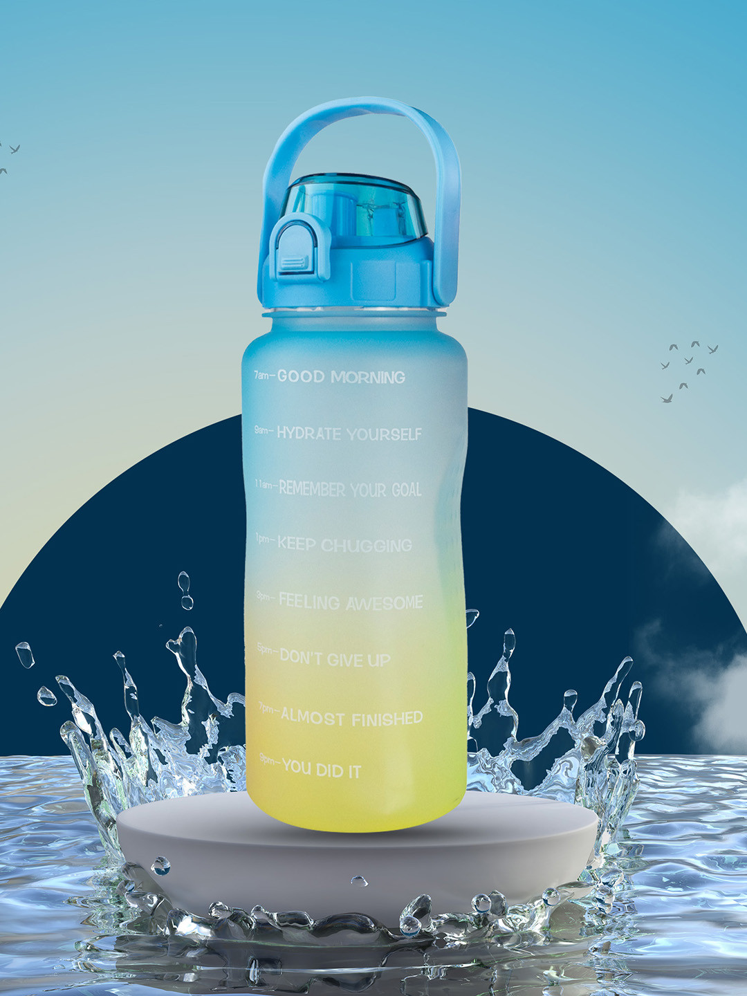 

Solara Motivational Sipper Water Bottle, Yellow Blue - 2Liter