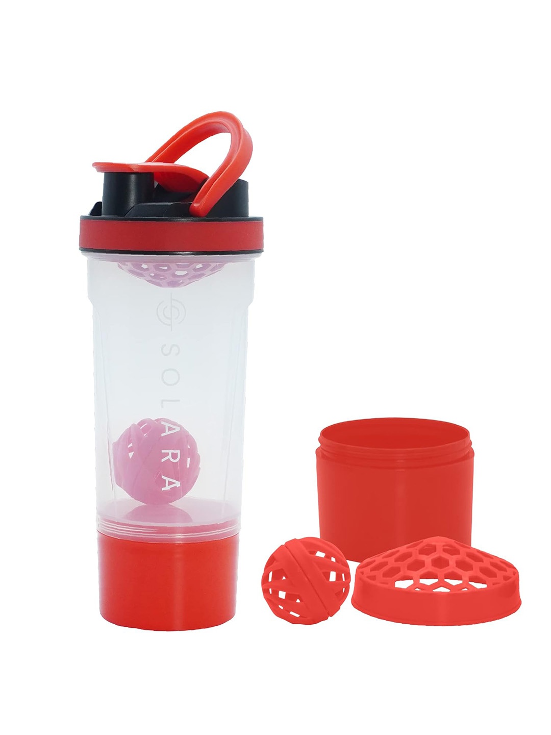 

Solara Protein Shaker Bottle - 650 ML Gym Shaker Bottle, Red
