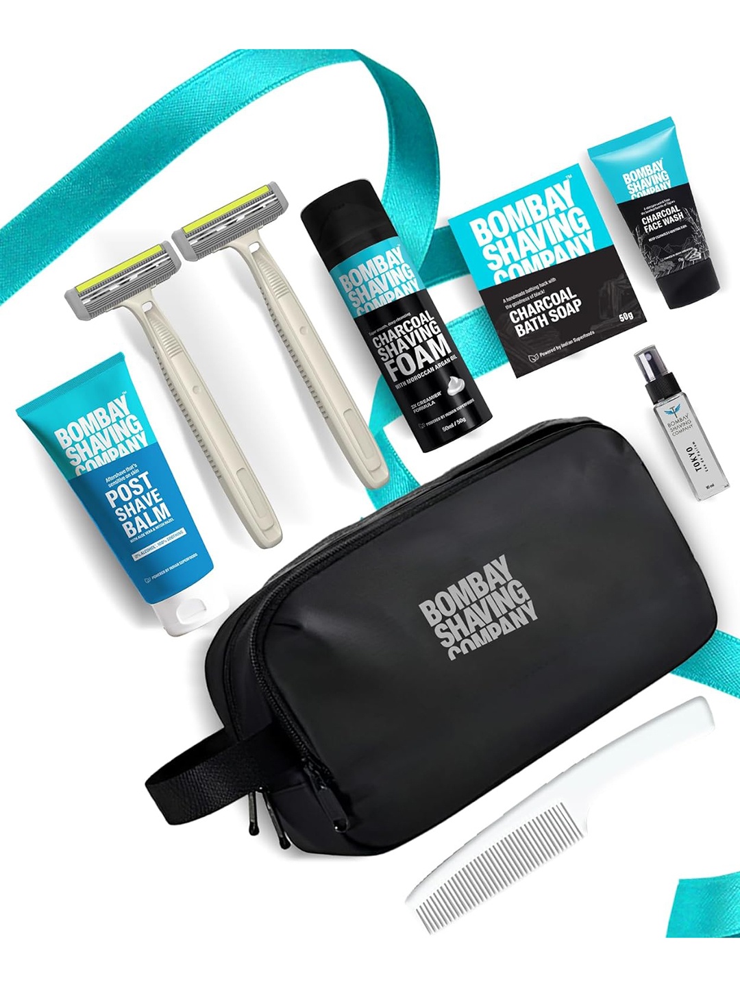 

Bombay Shaving Company Men Set of 9 Grooming Essential Kit, Black