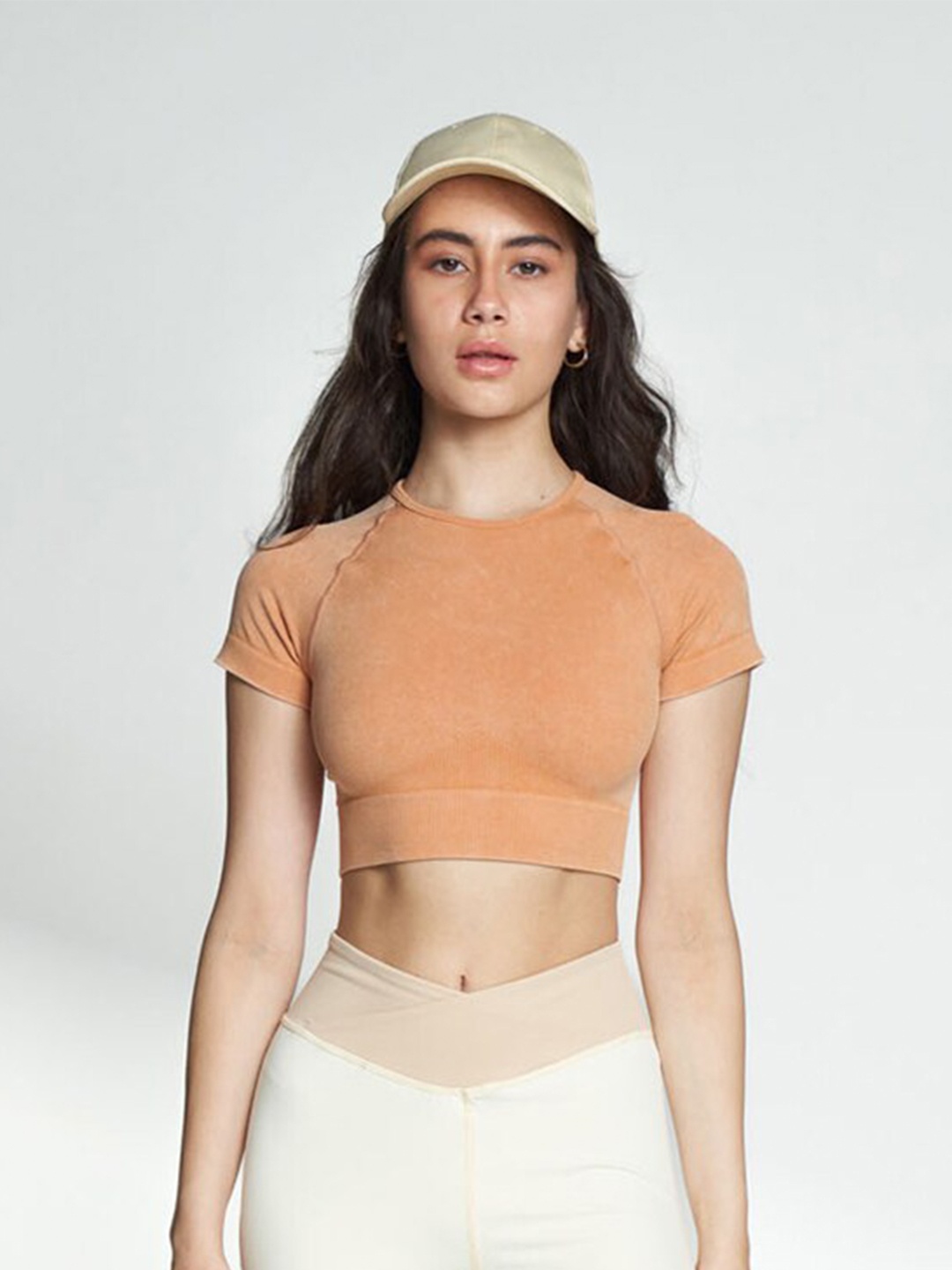 

Koovs Fitted Raglan Sleeves Sports Crop Top, Orange