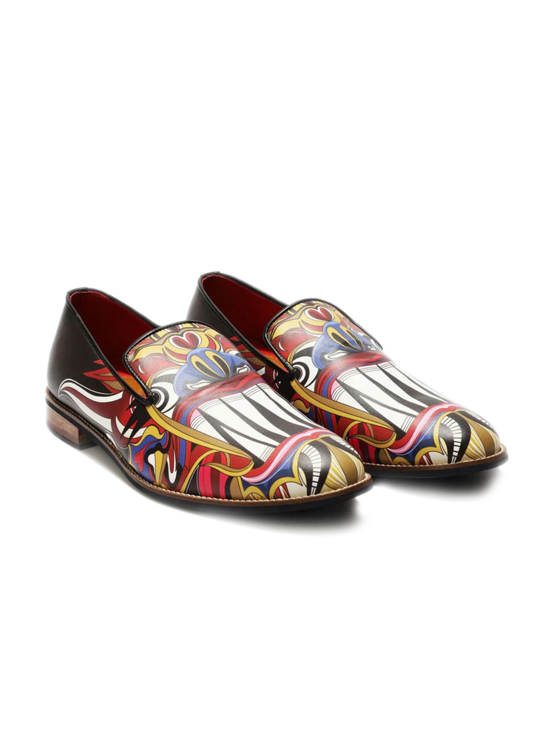

Banjaaran Studio Men Imperium Printed Leather Memory Foam Insole Loafers, Red