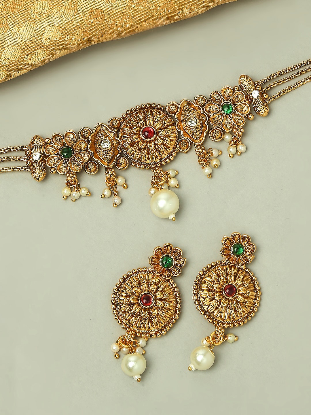

OOMPH Gold-Plated Stone-Studded Jewellery Set
