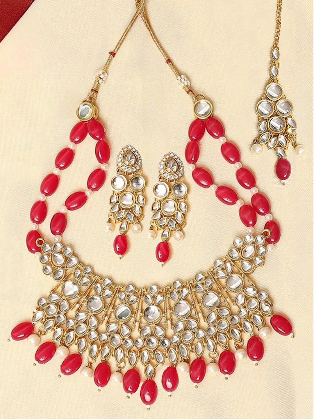 

OOMPH Gold-Plated Kundan Studded & Beaded Jewellery Set