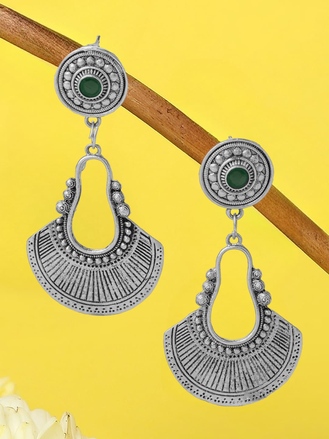 

OOMPH Oxidised Contemporary Drop Earrings, Silver