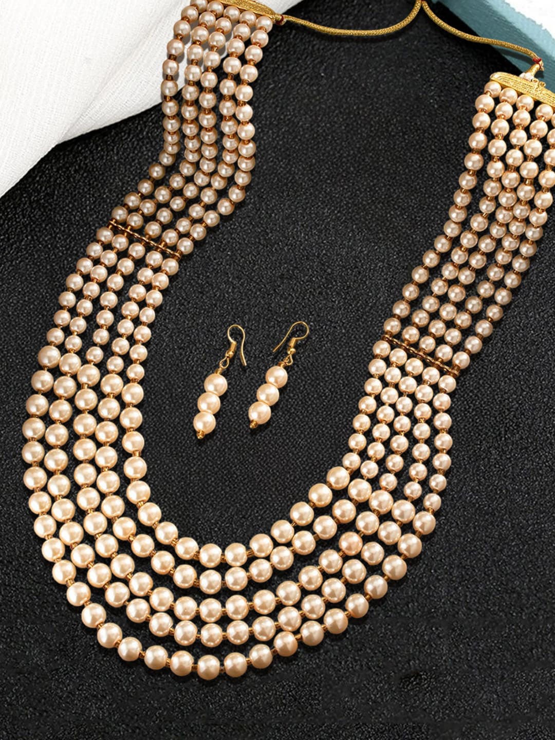 

OOMPH Multi-Layered Artificial Beaded Jewellery Set, Gold