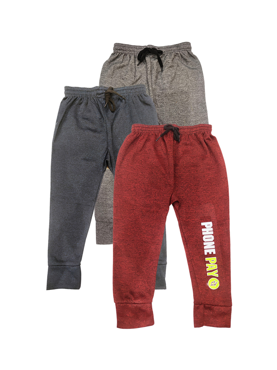 

BAESD Kifayati Bazar Kids Pack Of 3 Cotton Mid-Rise Joggers, Red