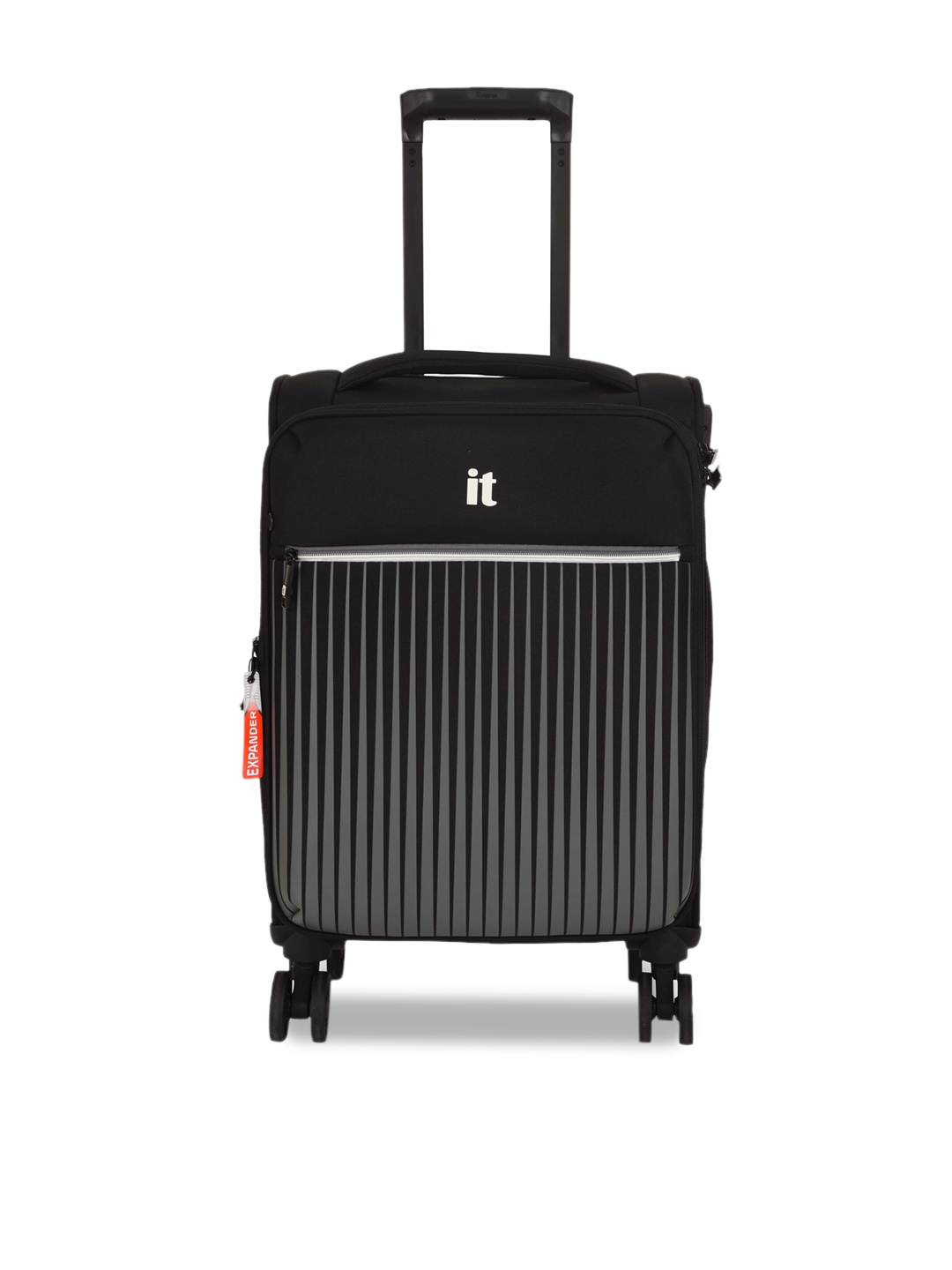 

IT luggage The Lite Striped Soft-Sided 20 Inches Small Trolley Suitcase, Black