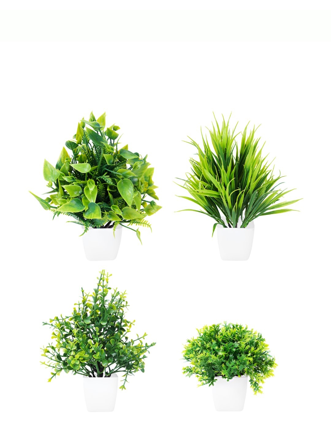 

Dekorly 4 Pieces Green & White Eucalyptus Artificial Plants with Pot