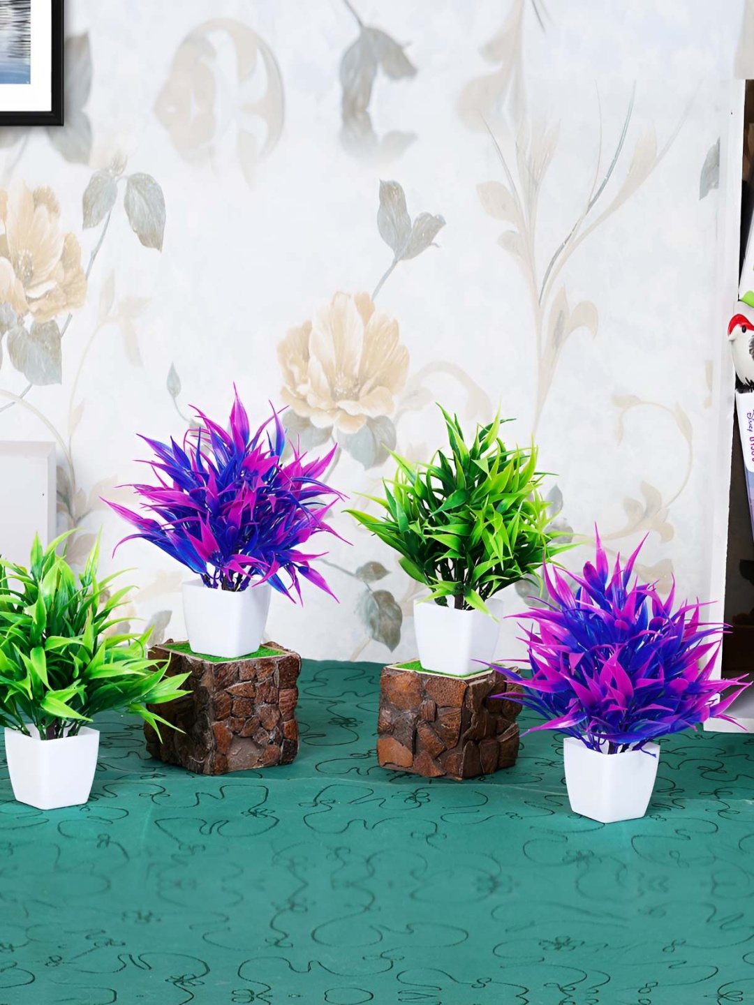 

Dekorly 4 Pieces Purple & Green Eucalyptus Artificial Plants with Pot