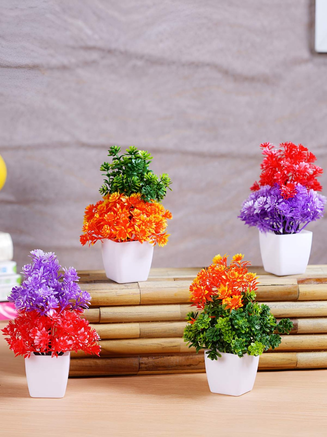 

Dekorly Multicoloured 4 Pieces Eucalyptus Artificial Plant With Pot, Multi