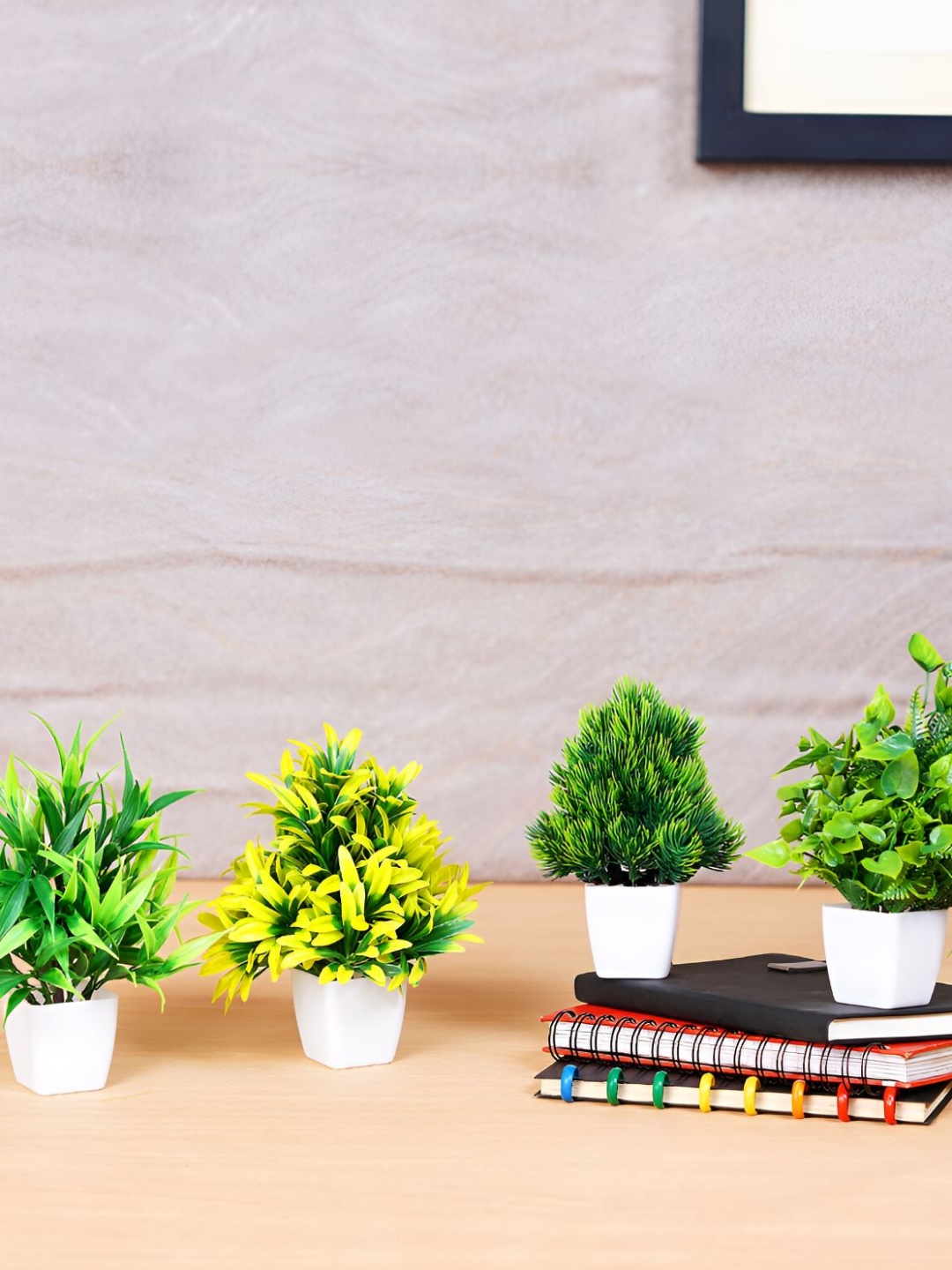 

Dekorly Green & Yellow 4 Pieces Eucalyptus Artificial Plant With Pot