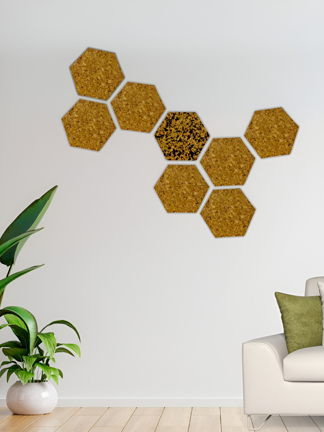 

Raw Yarns Beige & Black 8 Pieces Textured Hexagon Shaped Wall Decor