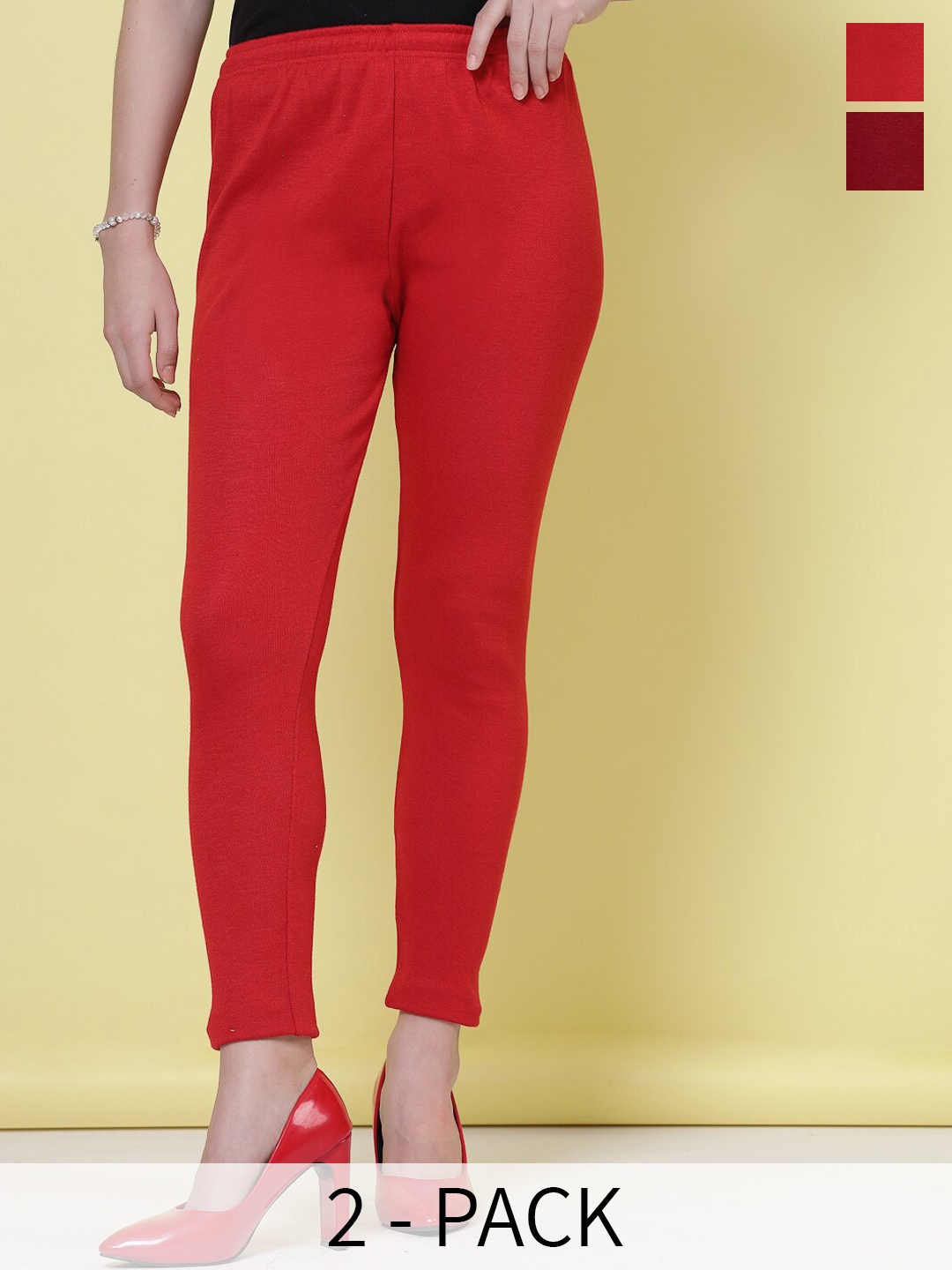 

Clora Creation Pack Of 2 Woollen Ankle Length Leggings, Maroon