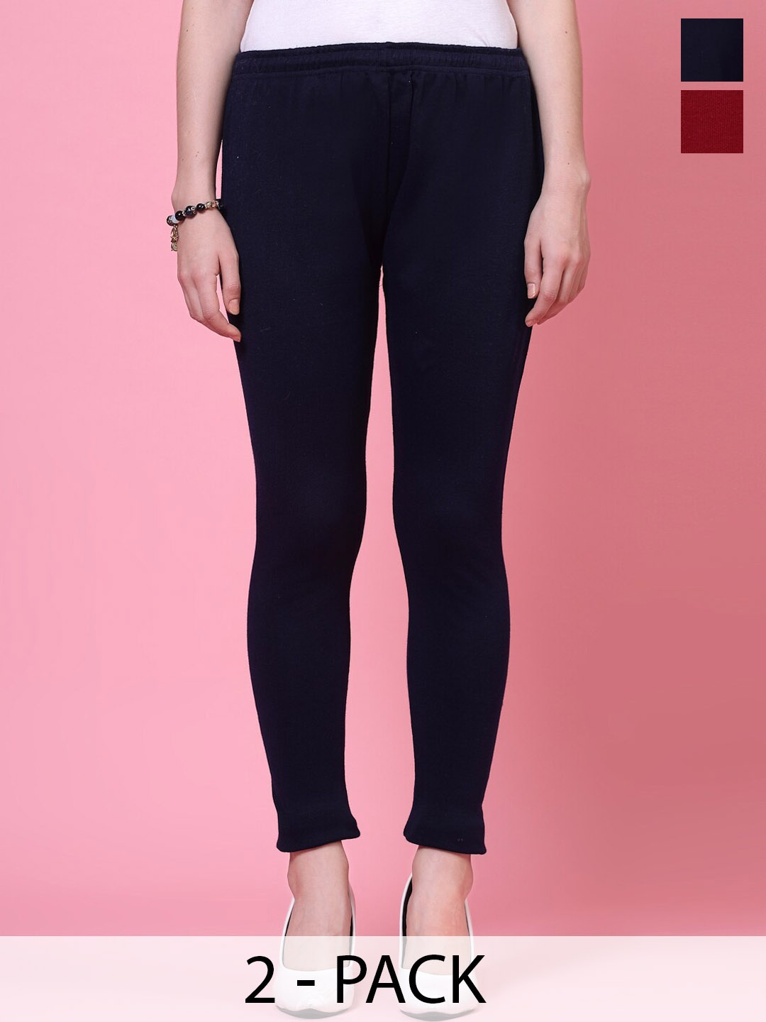 

Clora Creation Pack Of 2 Woollen Ankle Length Leggings, Maroon