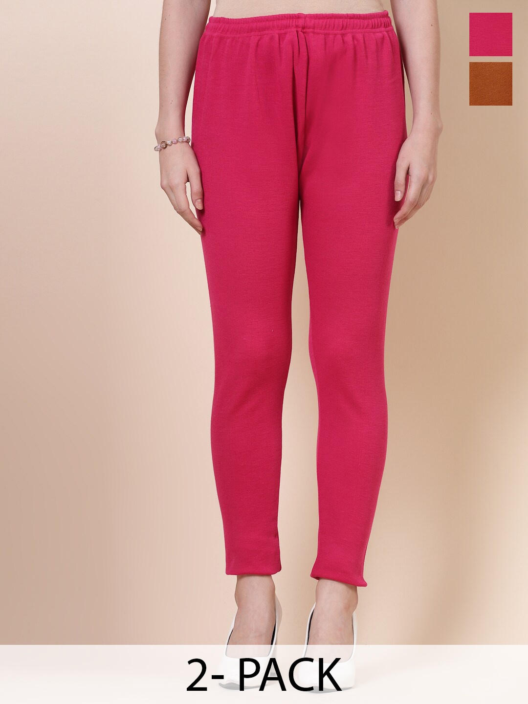 

Clora Creation Pack Of 2 Woollen Ankle Length Leggings, Magenta