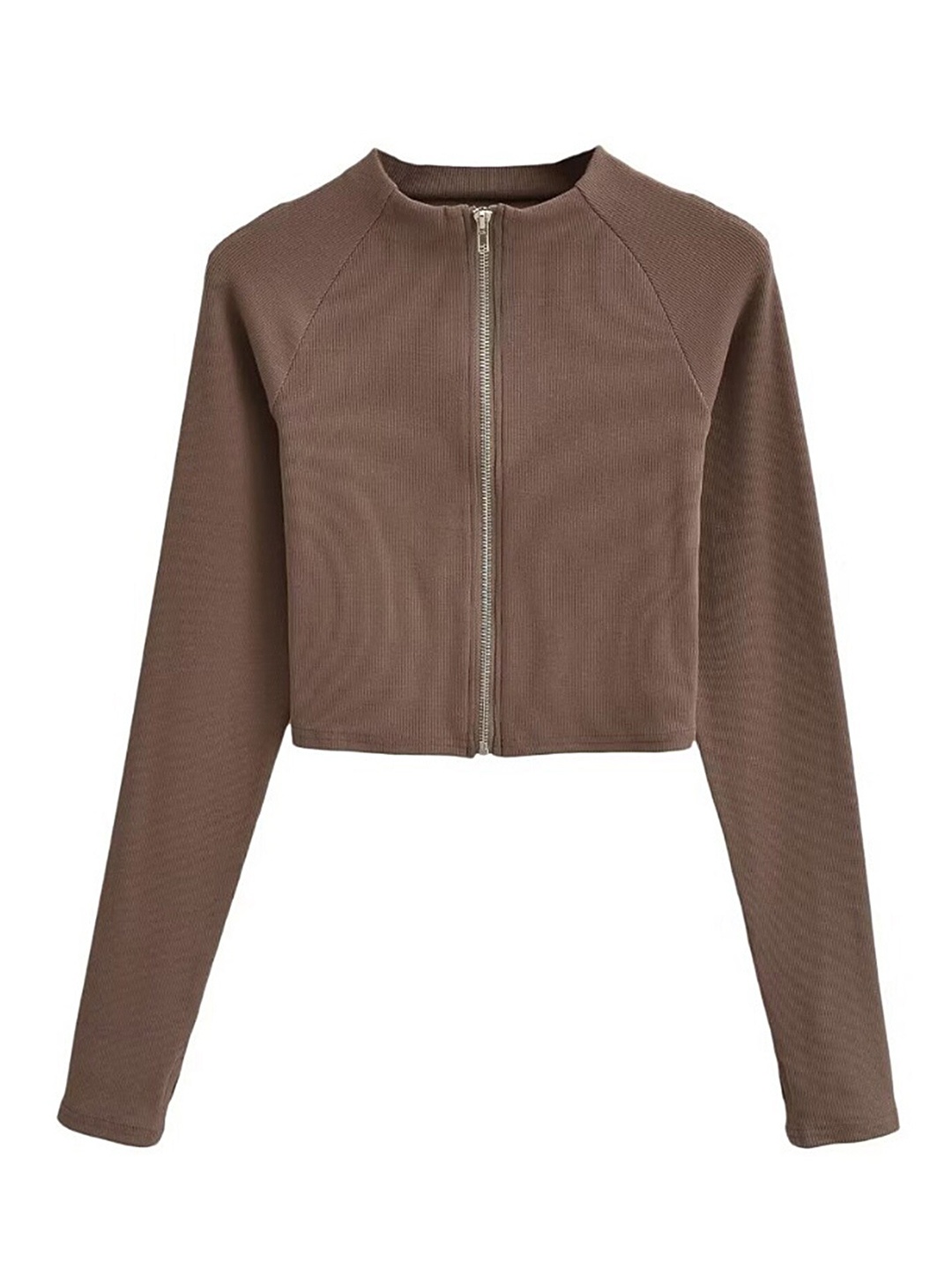 

LULU & SKY Round Neck Raglan Sleeves Regular Top, Coffee brown