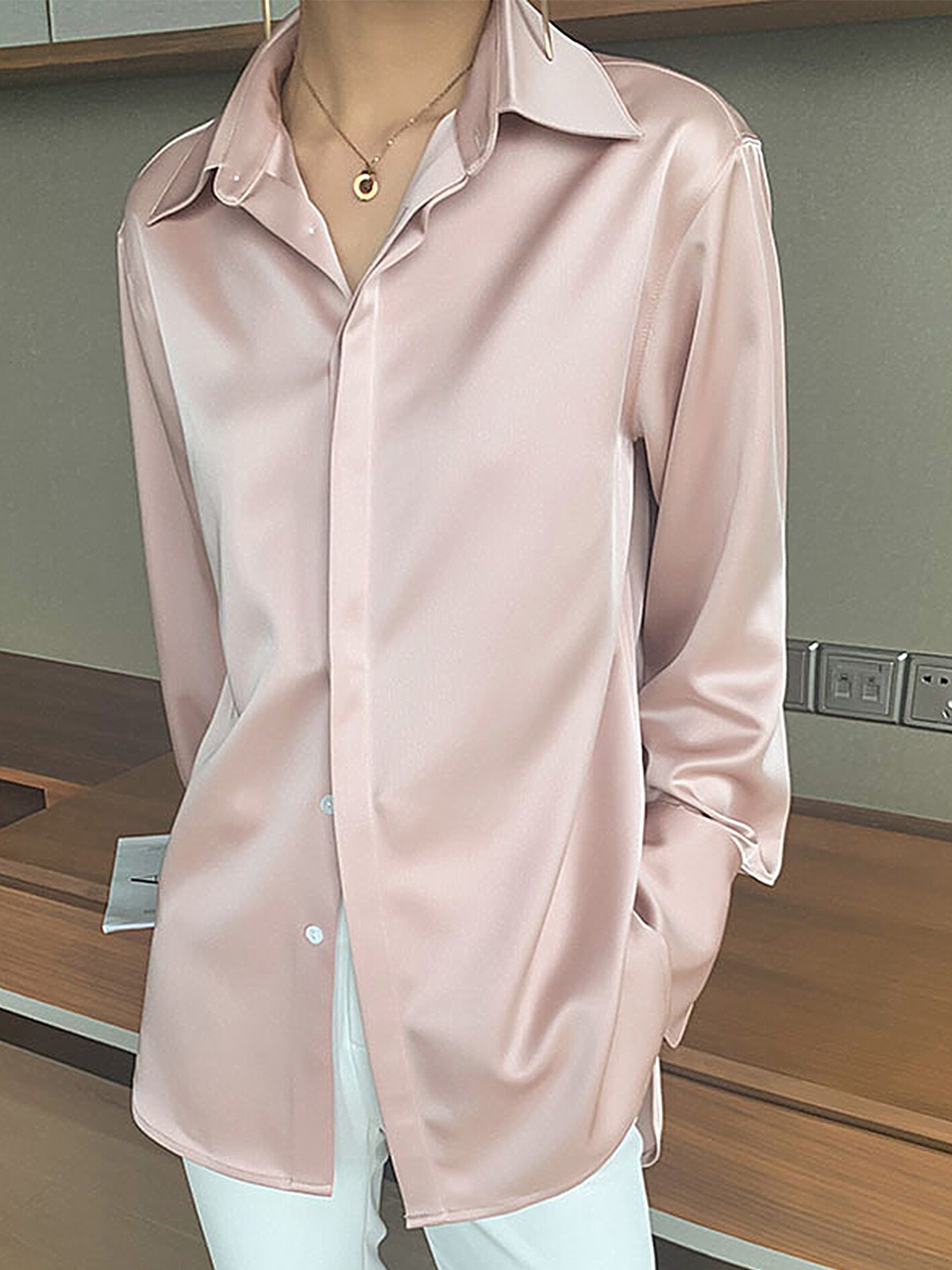 

LULU & SKY Cuffed Sleeves Regular Fit Casual Shirt, Pink