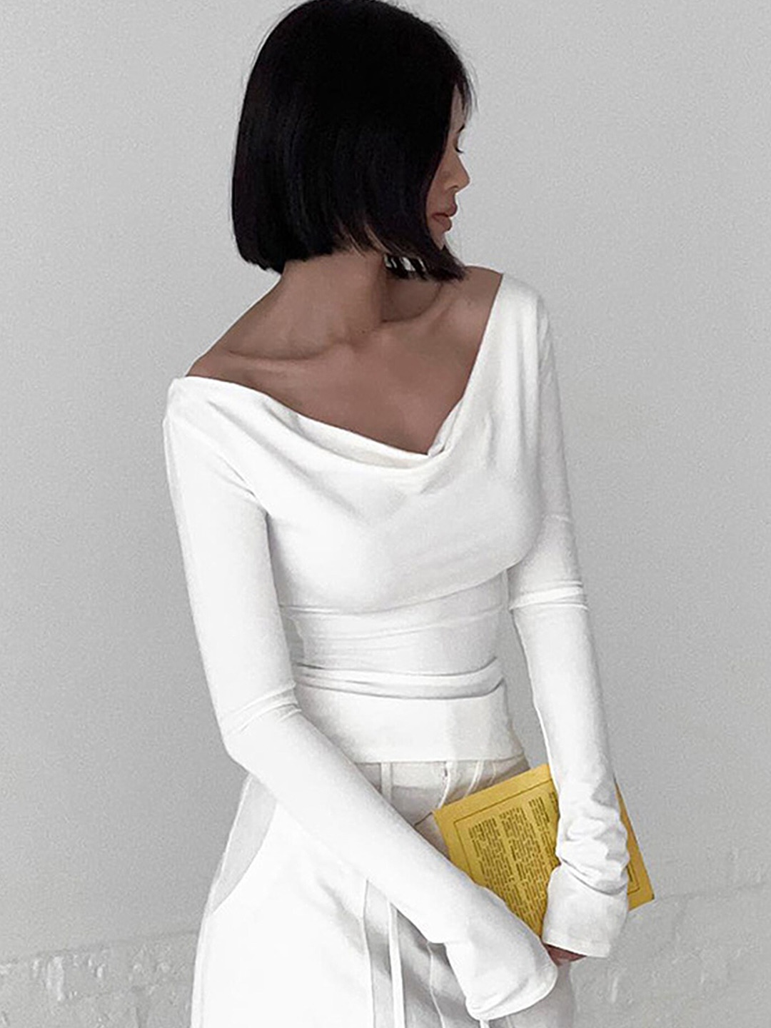 

LULU & SKY Tie-Up Detail Off-Shoulder Slim Top, White