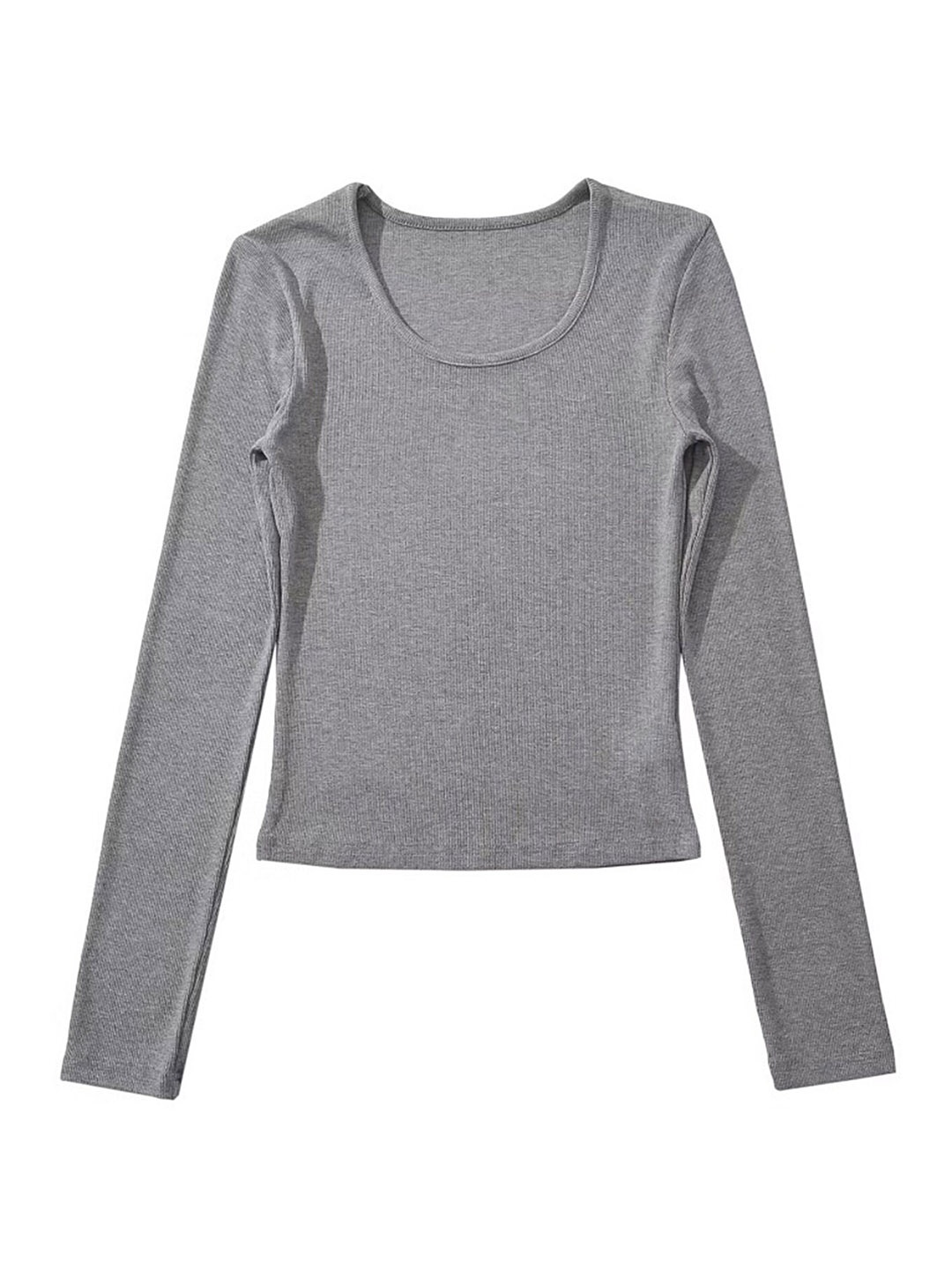 

LULU & SKY Ribbed Round Neck Top, Grey