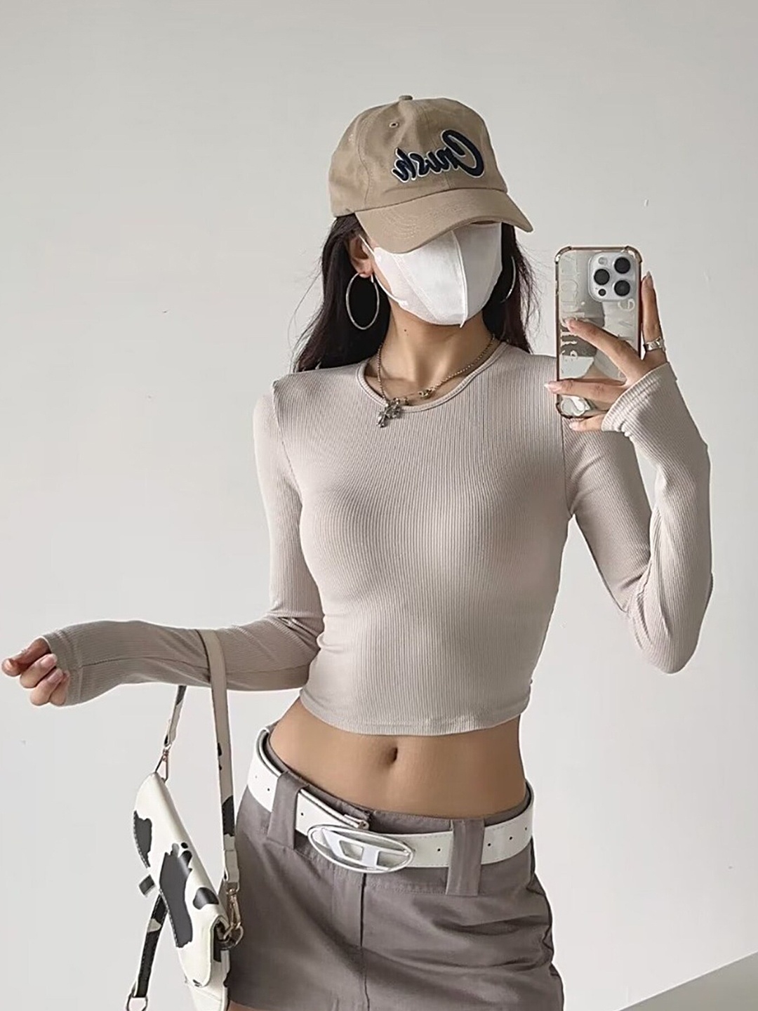 

LULU & SKY Ribbed Criss Cross Crop Styled Back Top, Beige