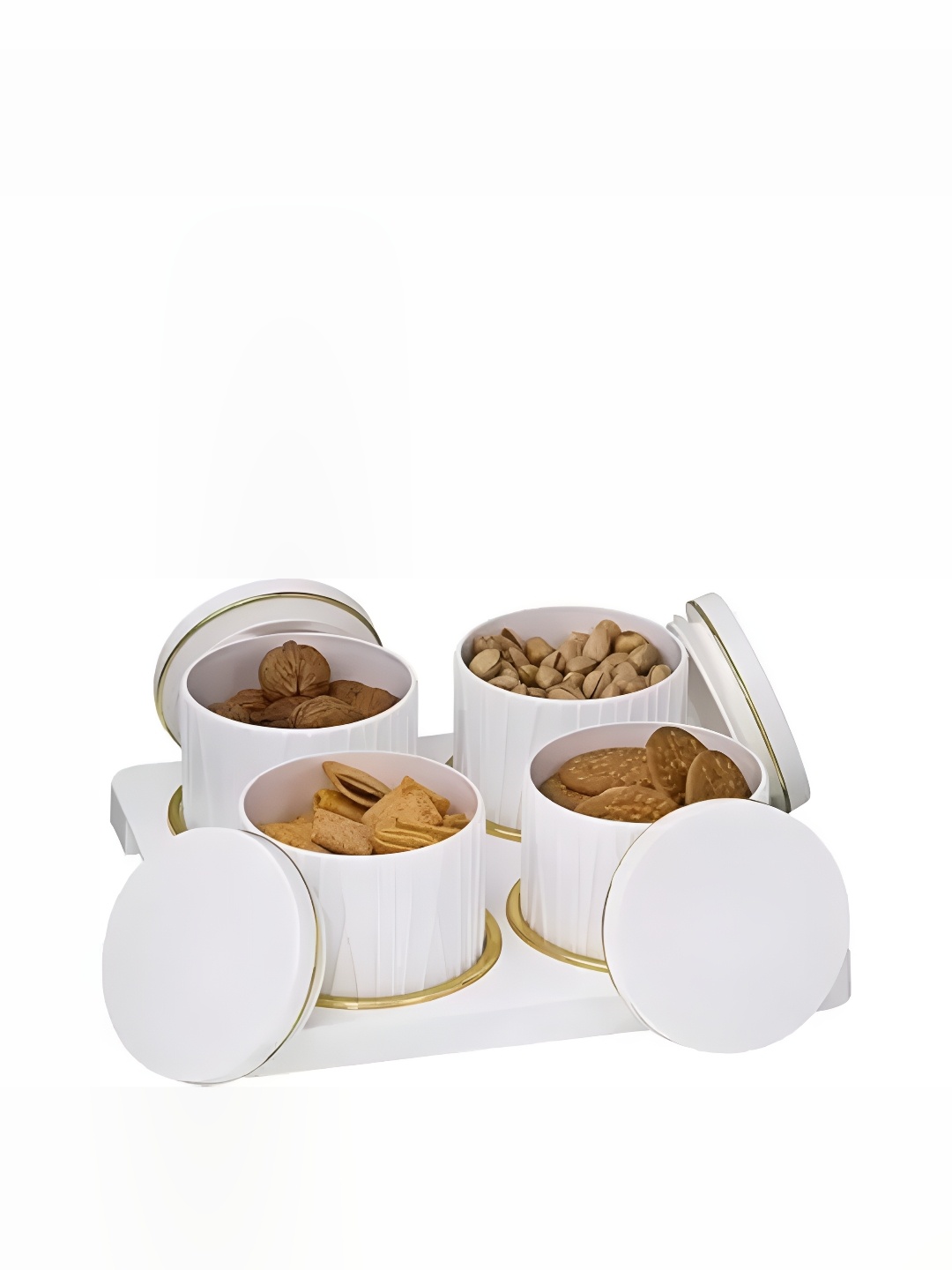 

SELVEL White 4 Pieces Easy to Clean Textured Food Containers