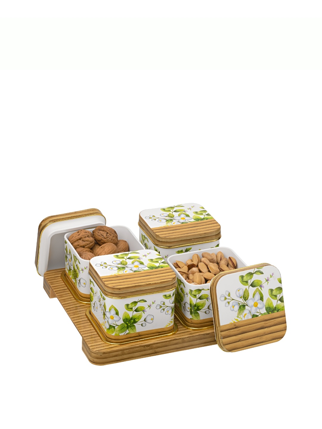 

SELVEL Green & White Plastic 4 Pieces Easy to Clean Food Container