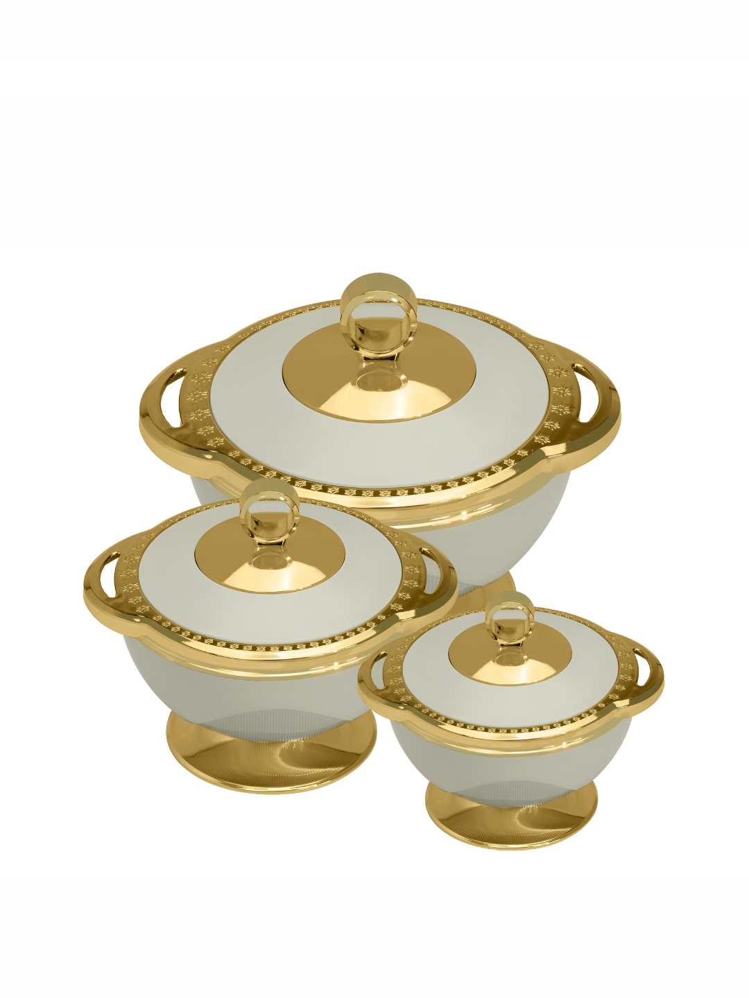 

SELVEL Beige & Gold Toned 3 Pieces Easy to Clean Serving Casserole