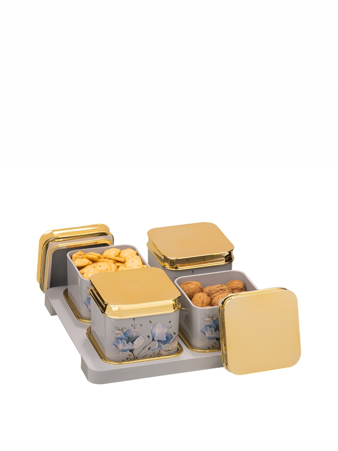 

SELVEL Grey 4 Pieces Food Container, Gold