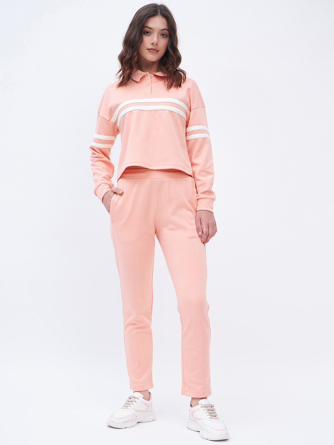 

Okane Striped Shirt Collar Shirt & Trouser, Peach