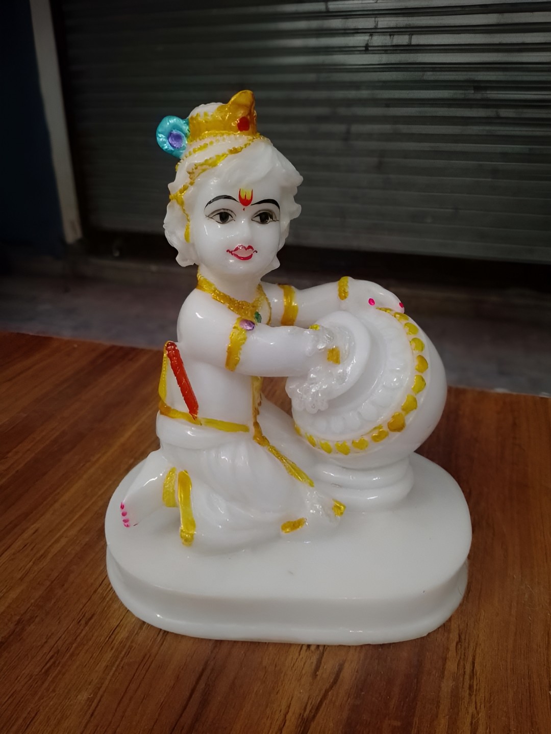 

VAMIKA HANDICRAFTS White & Gold Toned Religious Idol Marble Showpiece