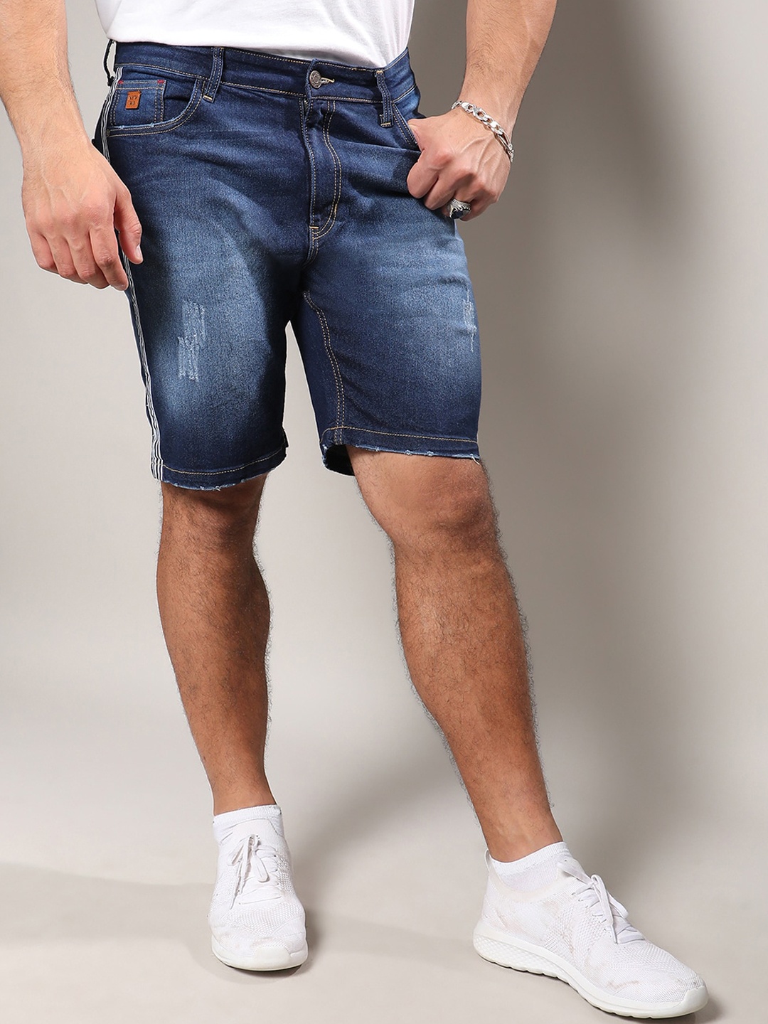 

Instafab Plus Cotton Denim Shorts, Navy blue